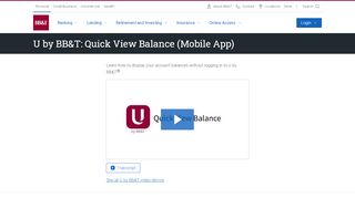 
                            2. U by BB&T: Quick View Balance Video | Education Center | BB&T Bank