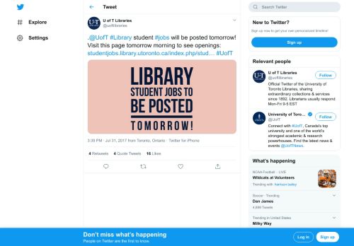 
                            6. U of T Libraries on Twitter: 