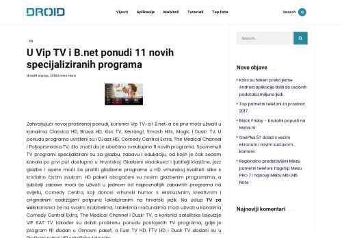 
                            13. U Vip TV i B.net ponudi 11 novih specijaliziranih programa | Droid.hr