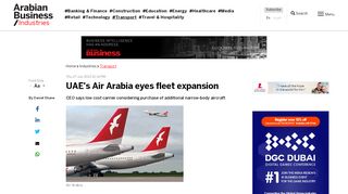 
                            12. UAE News: UAE's Air Arabia eyes fleet expansion - ArabianBusiness ...