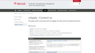 
                            3. uApply - Contact us | Future Graduate Students - McGill ...