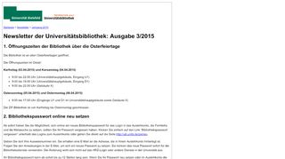 
                            11. UB Bielefeld: Newsletter der Universitätsbibliothek - Ausgabe 3/2015