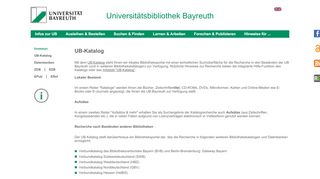 
                            2. UB-Katalog - Universitätsbibliothek Bayreuth - Universität Bayreuth