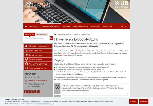 
                            5. UB Mannheim: Hinweise zur E-Book-Nutzung