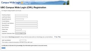 
                            6. UBC Campus Wide Login (CWL) Registration - Regent College