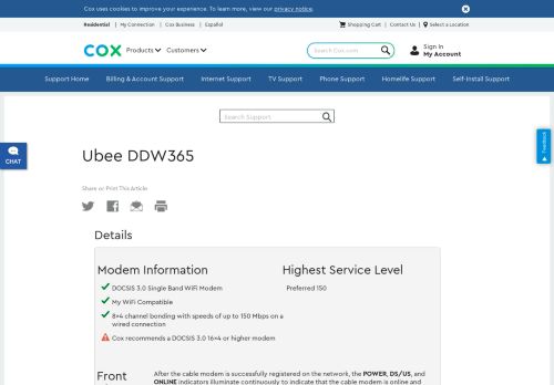 
                            11. Ubee DDW365 - Cox