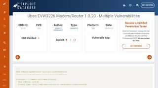 
                            11. Ubee EVW3226 Modem/Router 1.0.20 - Multiple Vulnerabilities