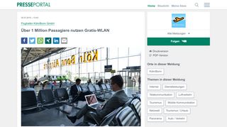 
                            8. ▷ Über 1 Million Passagiere nutzen Gratis-WLAN | Presseportal