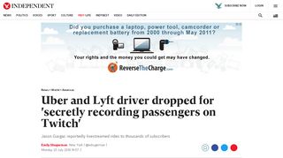 
                            12. Uber and Lyft driver dropped for 'secretly recording passengers on ...