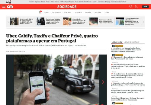 
                            13. Uber, Cabify, Taxify e Chaffeur Privé, quatro plataformas a operar em ...
