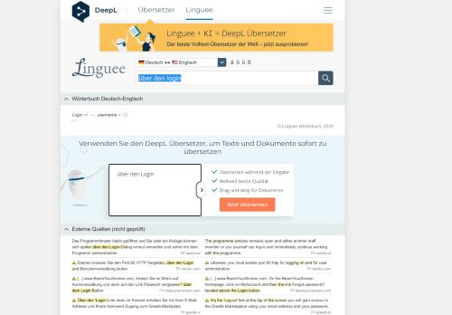
                            7. über den Login - Englisch-Übersetzung – Linguee Wörterbuch