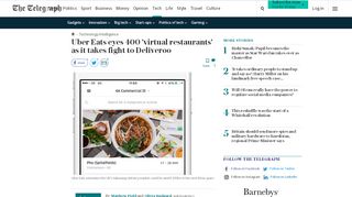 
                            8. Uber Eats eyes 400 'virtual restaurants' as it takes fight to Deliveroo