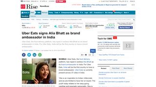 
                            9. Uber Eats signs Alia Bhatt as brand ambassador in India - The ...