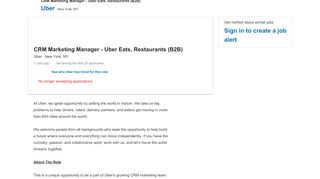 
                            8. Uber hiring CRM Marketing Manager - Uber Eats, Restaurants (B2B ...