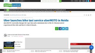 
                            12. Uber launches bike taxi service uberMOTO in Noida - Moneycontrol.com