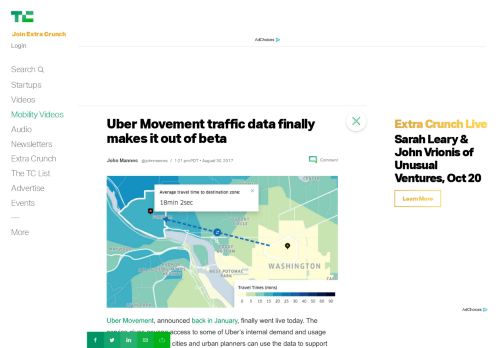 
                            9. Uber Movement traffic data finally makes it out of beta | TechCrunch