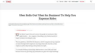 
                            10. Uber Rolls Out 'Uber for Business' To Help You Expense Rides | Time
