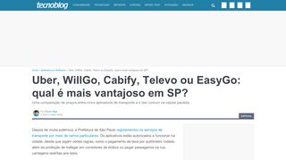 
                            9. Uber, WillGo, Cabify, Televo ou EasyGo: qual é mais vantajoso em SP ...