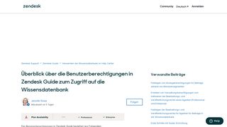 
                            2. Überblick über die Benutzerberechtigungen in Zendesk Guide zum ...