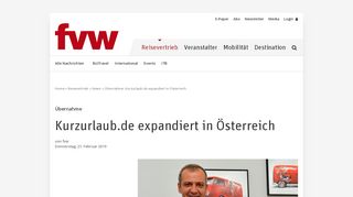 
                            10. Übernahme: Kurzurlaub.de expandiert in Österreich - fvw