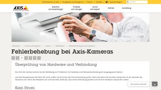 
                            7. Überprüfung von Hardware und Verbindung | Axis Communications