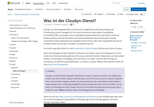 
                            7. Übersicht über Cloudyn in Azure | Microsoft Docs