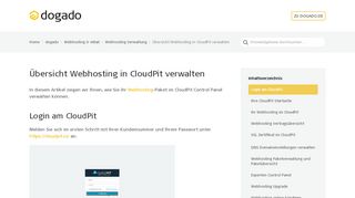 
                            6. Übersicht Webhosting in CloudPit verwalten - dogado Knowledgebase