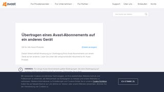 
                            5. Übertragen eines Abonnements auf einen anderen PC - Avast Support