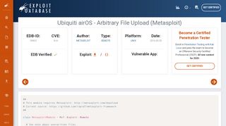 
                            11. Ubiquiti airOS - Arbitrary File Upload (Metasploit) - Exploit Database