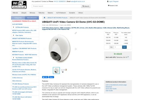 
                            10. UBIQUITI UniFi Video Camera G3 Dome (UVC-G3-DOME) - The ...