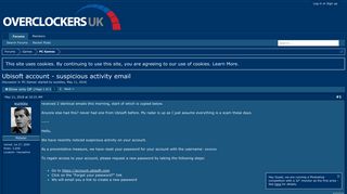 
                            11. Ubisoft account - suspicious activity email | Overclockers UK Forums