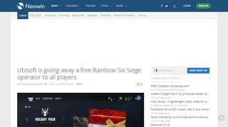 
                            7. Ubisoft is giving away a free Rainbow Six Siege operator to all players ...