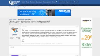 
                            2. Ubisoft Uplay - Spielstände werden nicht gespeichert ...