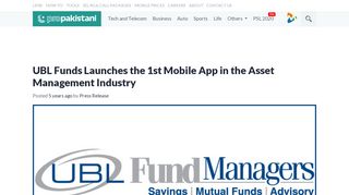 
                            12. UBL Funds Launches the 1st Mobile App in the Asset ...
