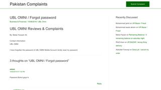 
                            10. UBL OMNI / Forgot password - Pakistan Complaints Forum