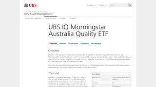 
                            13. UBS IQ Morningstar Australia Quality ETF