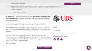 
                            7. UBS-Lehrstellen: KV und Informatik - Yousty