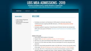 
                            2. UBS MBA Admissions - 2019 - Panjab University Online Admission