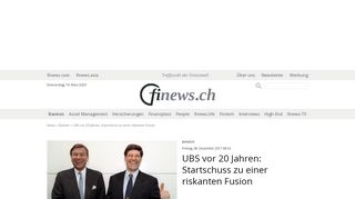 
                            2. UBS vor 20 Jahren: Startschuss zu einer riskanten Fusion - Finews