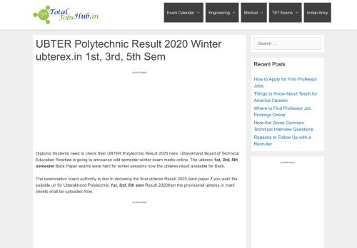 
                            7. UBTER Polytechnic Result 2019 Winter ubterex.in 1st, 3rd, 5th Sem