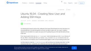 
                            12. Ubuntu 16.04 - Creating New User and Adding SSH Keys | DigitalOcean