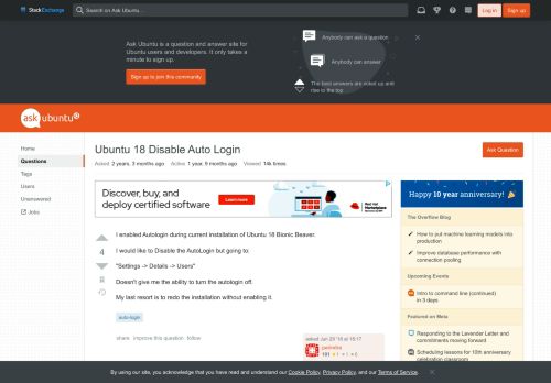
                            9. Ubuntu 18 Disable Auto Login - Ask Ubuntu