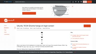 
                            6. Ubuntu 18.04 Gnome hangs on login screen - Ask Ubuntu