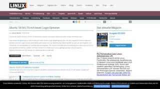 
                            12. Ubuntu 18.04 LTS mit neuen Login-Optionen - Linux-Magazin