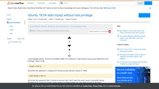 
                            10. Ubuntu 18.04 start mysql without root privilege - Stack Overflow
