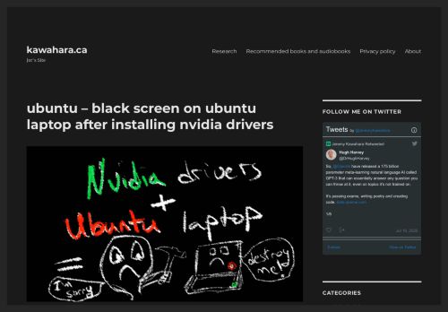 
                            12. ubuntu - black screen on ubuntu laptop after installing nvidia drivers ...