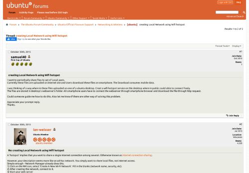 
                            4. [ubuntu] creating Local Network using Wifi hotspot - Ubuntu Forums