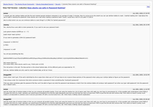 
                            10. [ubuntu] Does ubuntu use salts in Password Hashing? [Archive ...
