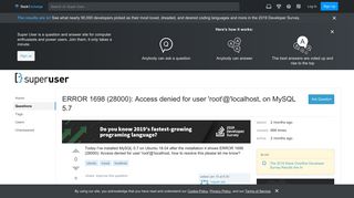 
                            6. ubuntu - ERROR 1698 (28000): Access denied for user 'root ...