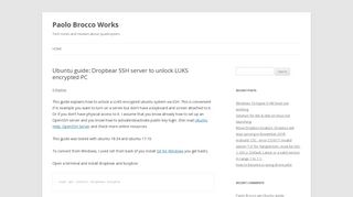 
                            2. Ubuntu guide: Dropbear SSH server to unlock LUKS encrypted PC ...